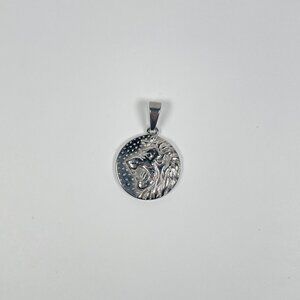 Silver Medallion Lion Head Pendant